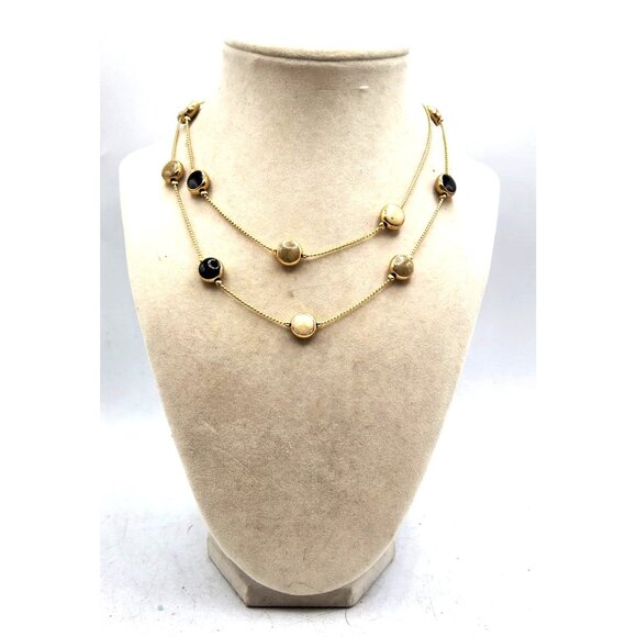 Gold Tone Change With Floating Beads, Gold, Black, Tan - Picture 1 of 5
